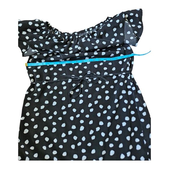 Merona Small Black, White Polka Dot Polyester Knee Length Dress - Picture 10 of 11